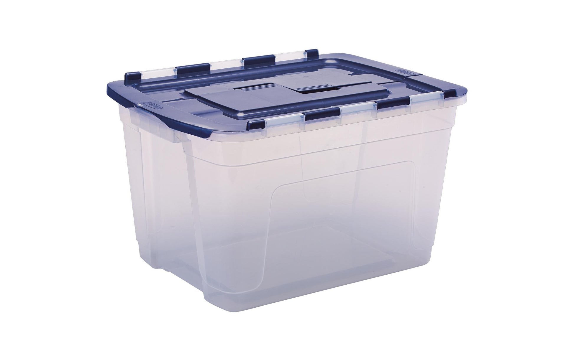 Fellowes Aufbewahrungsbox 55 l – mit Deckel, blau/transparent, PP, B 590 × H 350 × T 430 mm