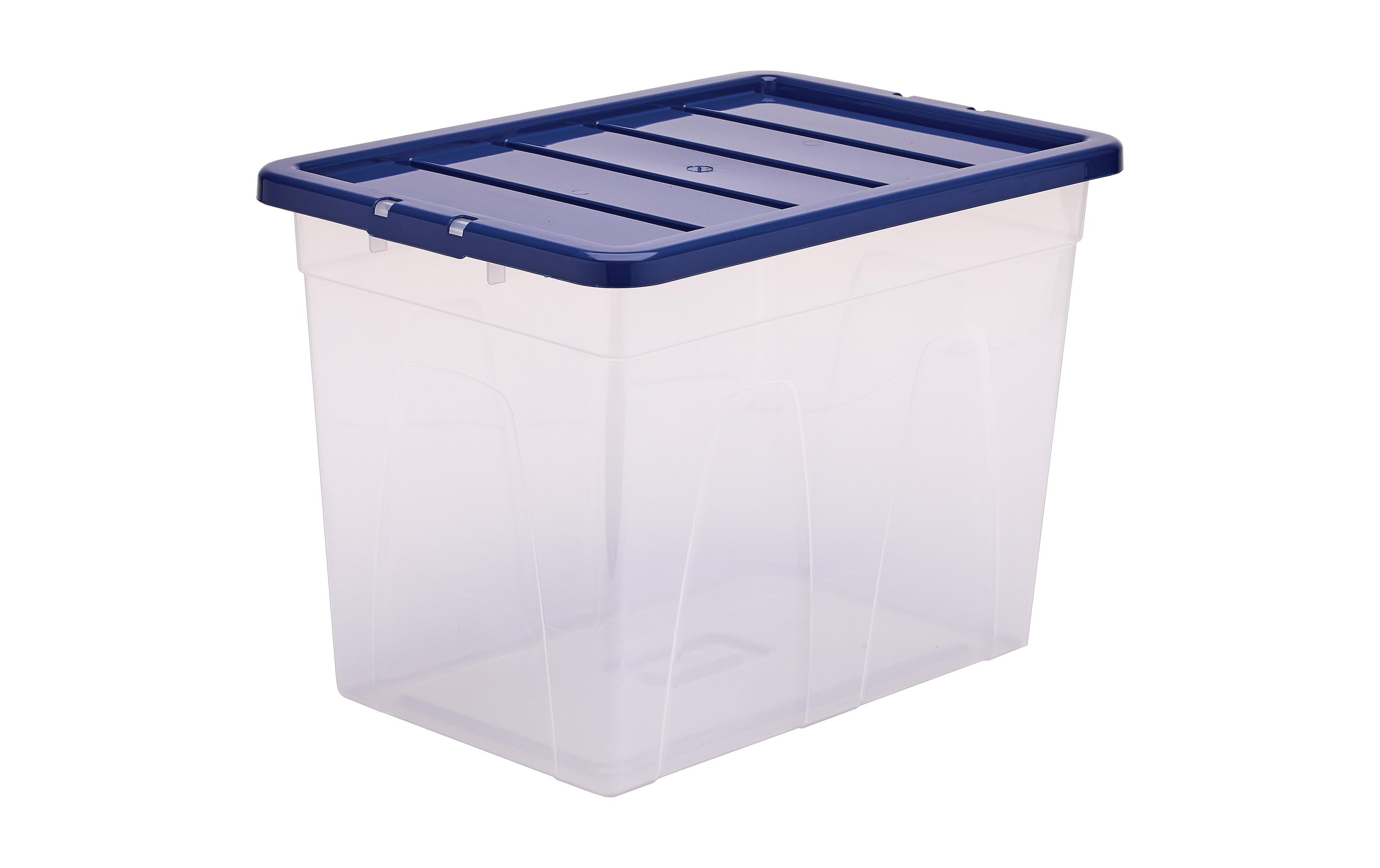 Fellowes ProStore Bankersbox Aufbewahrungsbox 64 L – Kunststoff – Transparent/Blau – 380 × 410 × 560 mm