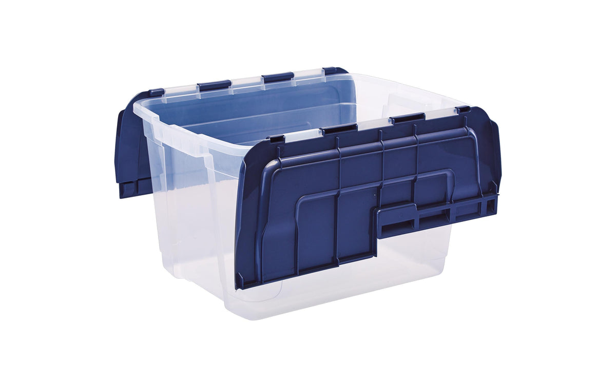 Fellowes Aufbewahrungsbox 55 l – mit Deckel, blau/transparent, PP, B 590 × H 350 × T 430 mm