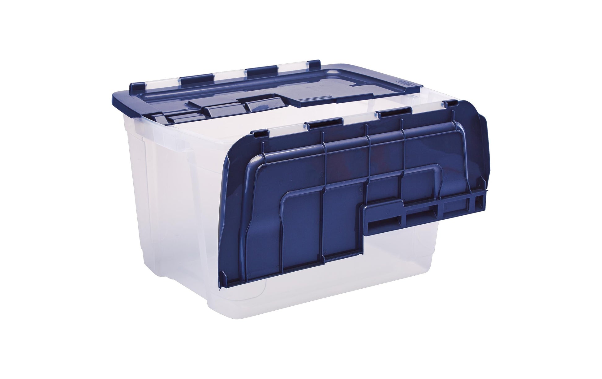 Fellowes Aufbewahrungsbox 55 l – mit Deckel, blau/transparent, PP, B 590 × H 350 × T 430 mm