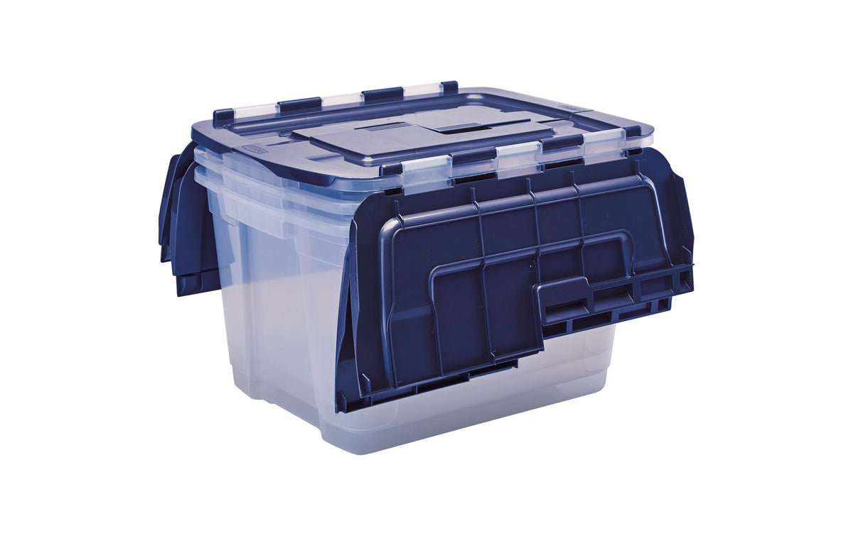 Fellowes Aufbewahrungsbox 55 l – mit Deckel, blau/transparent, PP, B 590 × H 350 × T 430 mm