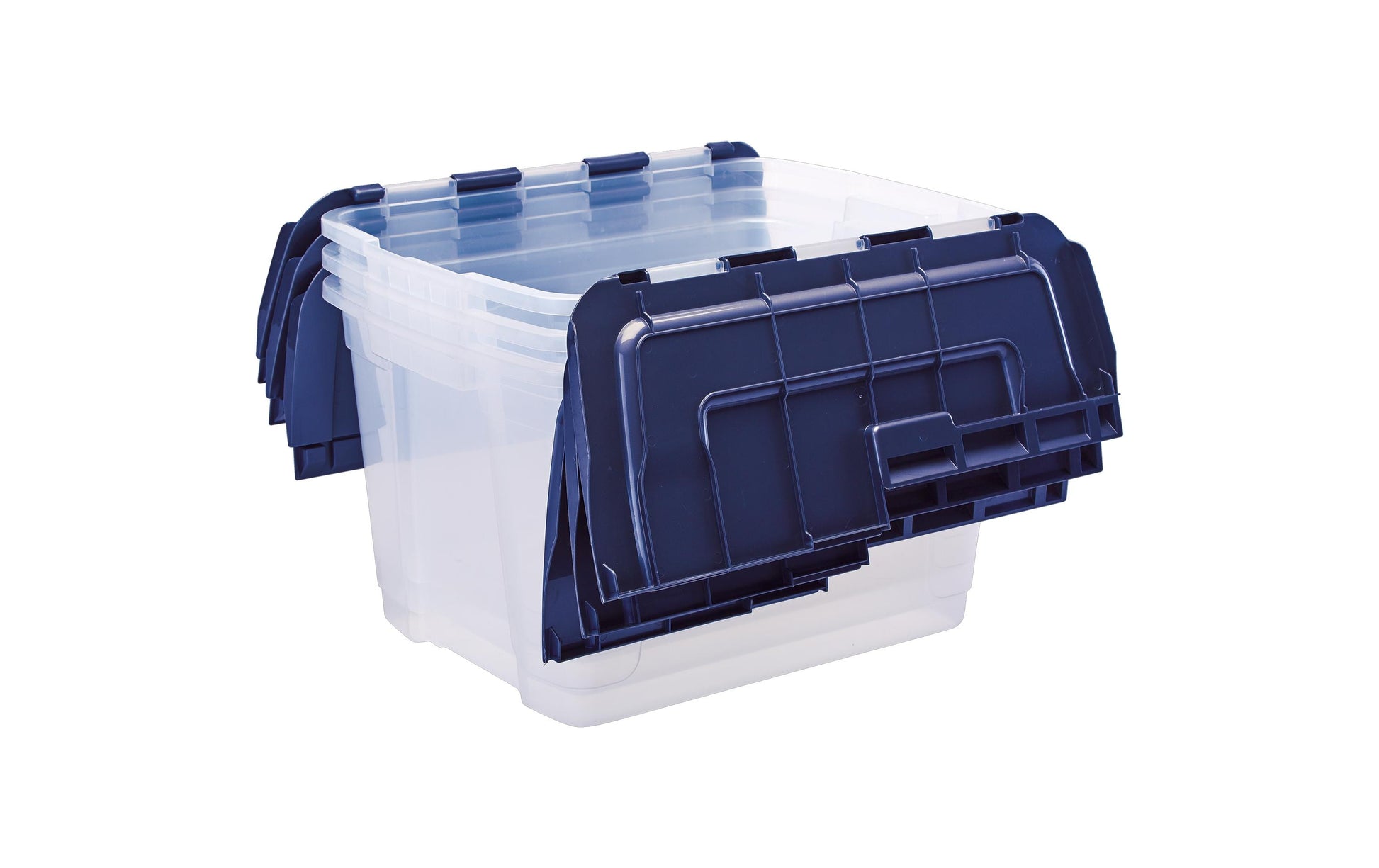 Fellowes Aufbewahrungsbox 55 l – mit Deckel, blau/transparent, PP, B 590 × H 350 × T 430 mm