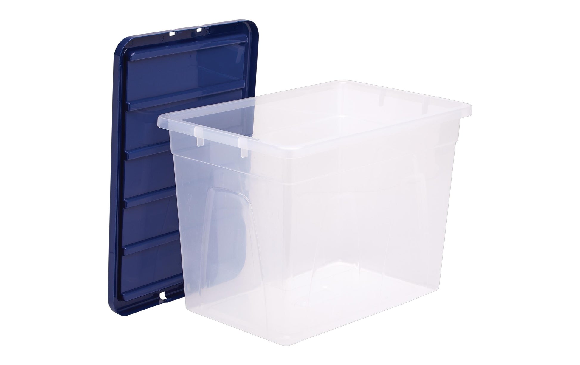 Fellowes ProStore Bankersbox Aufbewahrungsbox 64 L – Kunststoff – Transparent/Blau – 380 × 410 × 560 mm