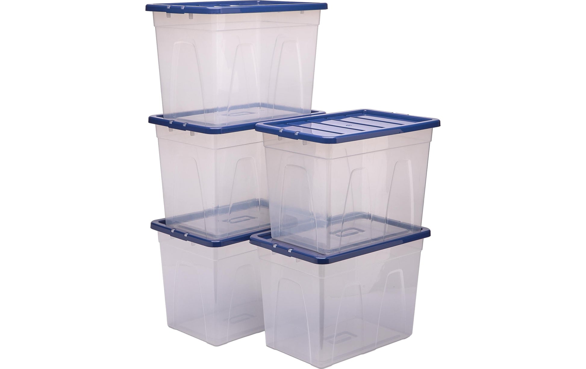 Fellowes ProStore Bankersbox Aufbewahrungsbox 64 L – Kunststoff – Transparent/Blau – 380 × 410 × 560 mm