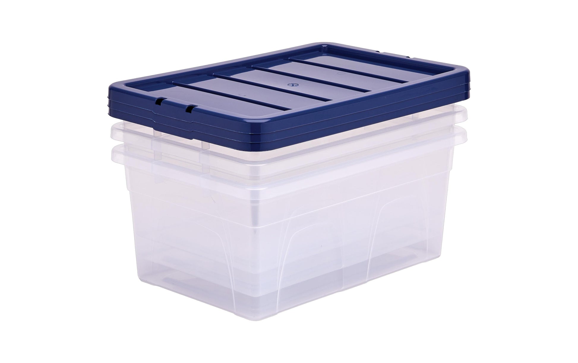 Fellowes Bankers Aufbewahrungsbox 38 l – mit Deckel, stapelbar, transparent/dunkelblau, Kunststoff