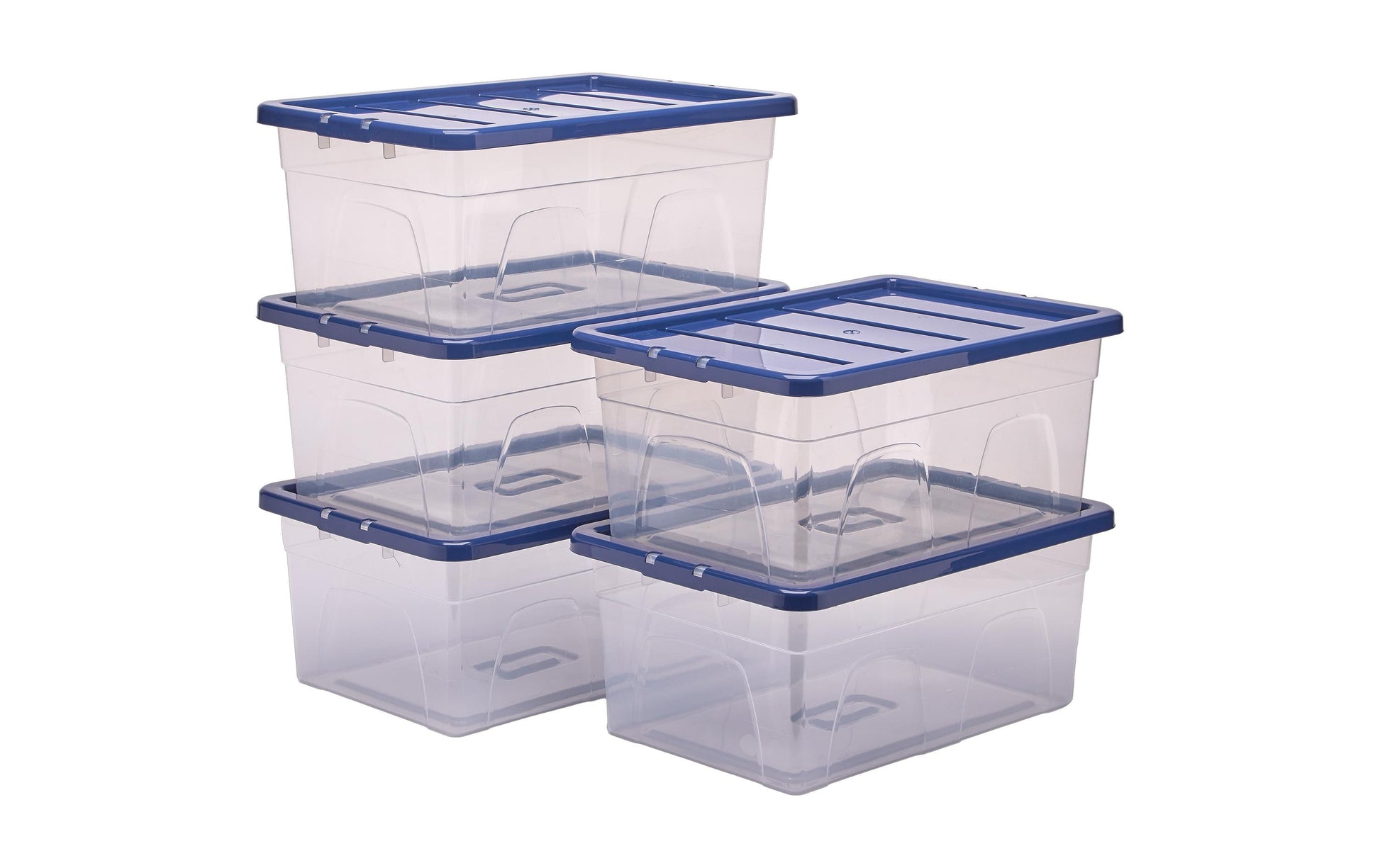 Fellowes Bankers Aufbewahrungsbox 38 l – mit Deckel, stapelbar, transparent/dunkelblau, Kunststoff
