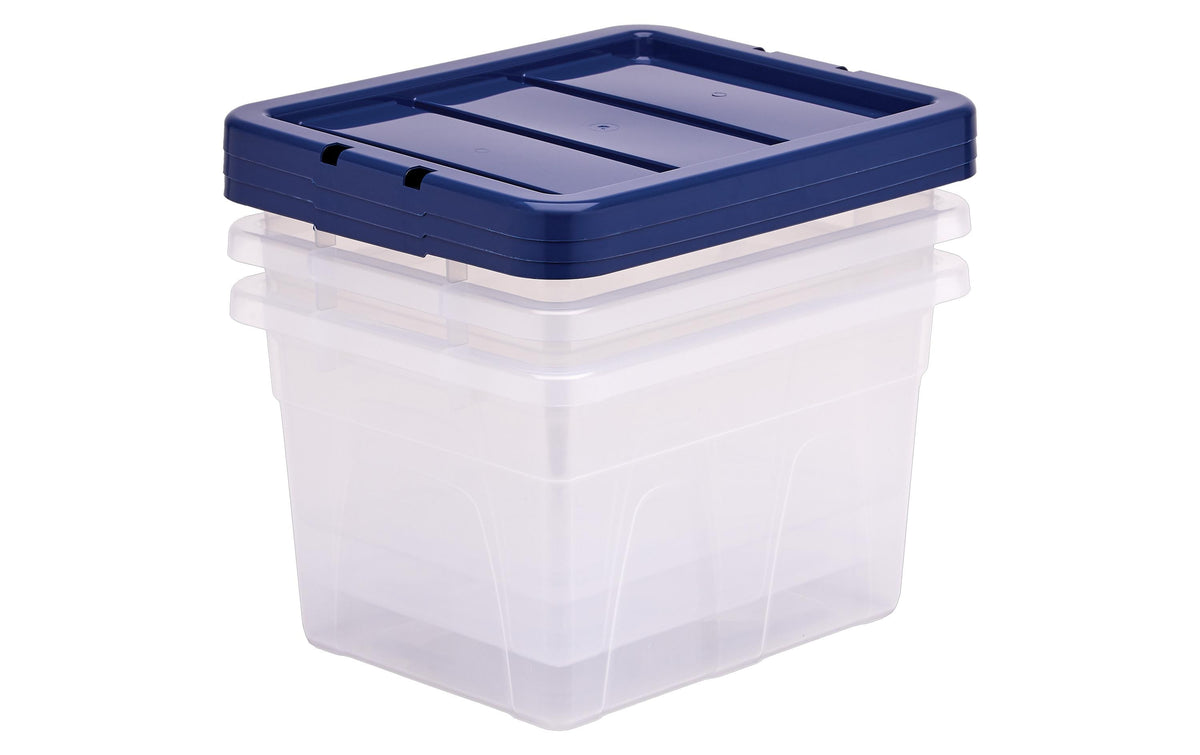 Fellowes ProStore Aufbewahrungsbox 22 L – B 370 × H 245 × T 400 mm, blau/transparent, Kunststoff