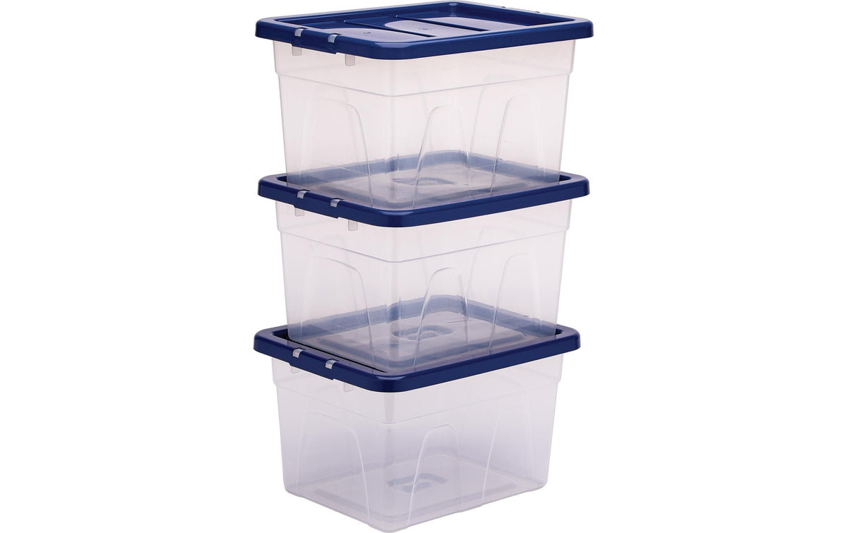 Fellowes ProStore Aufbewahrungsbox 22 L – B 370 × H 245 × T 400 mm, blau/transparent, Kunststoff