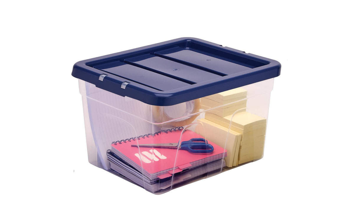 Fellowes ProStore Aufbewahrungsbox 22 L – B 370 × H 245 × T 400 mm, blau/transparent, Kunststoff