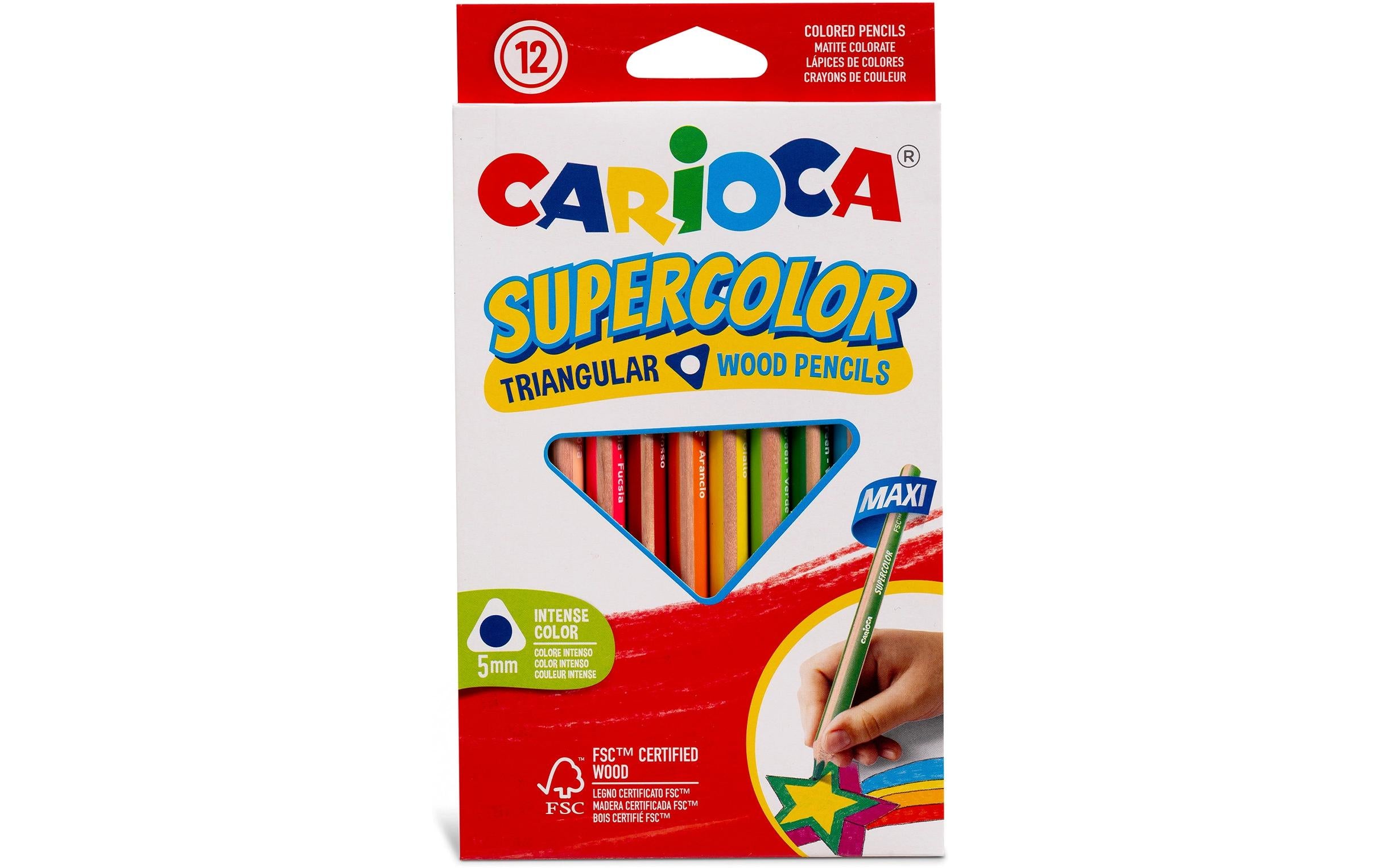 Carioca Supercolor Maxi Farbstifte – 12 Stk., Dreikant, Ø 5 mm
