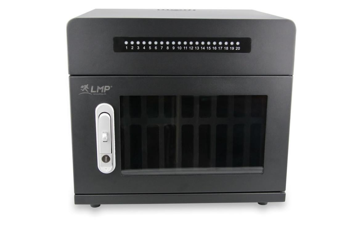 LMP Lade-/Aufbewahrungsschrank – für 20 Geräte – abschliessbar, 500 W (25 W/Port) – Schwarz