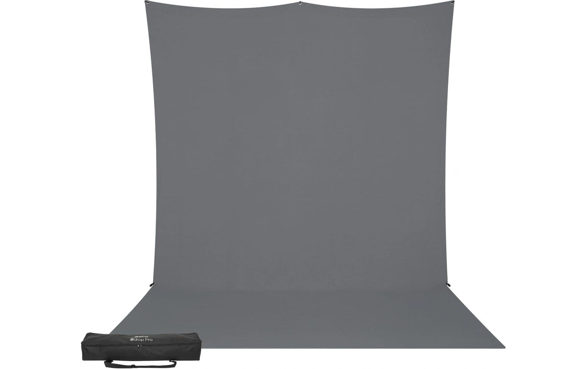 Westcott X-Drop Pro Hintergrundtuch – 2 438 × 3 962 mm, Polyester – Grau, mit Tragetasche