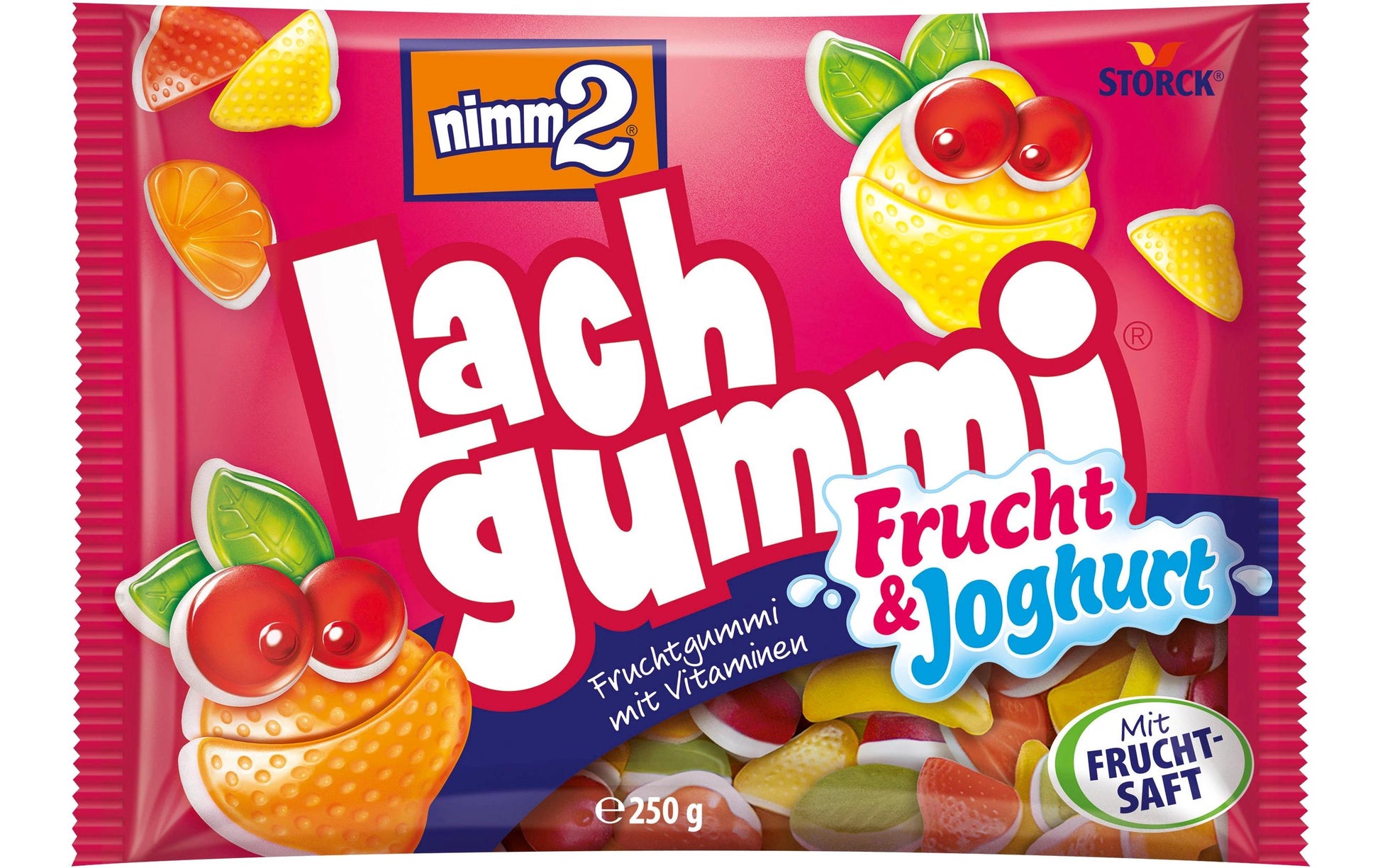 Storck Nimm2 Lachgummi – Frucht & Joghurt, glutenfrei – 250 g