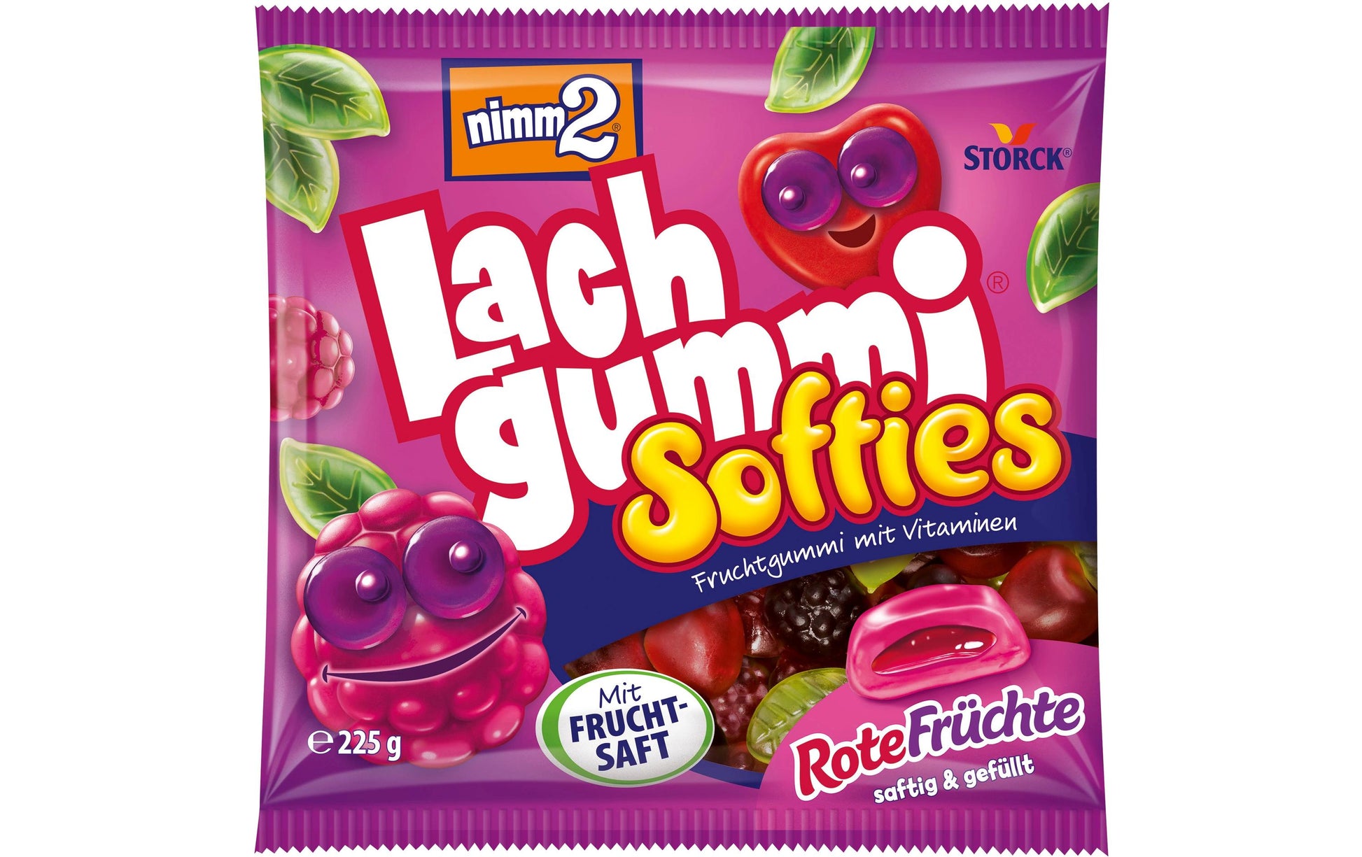 Storck Nimm2 Lachgummi Softies – Rote Früchte, glutenfrei – 225 g