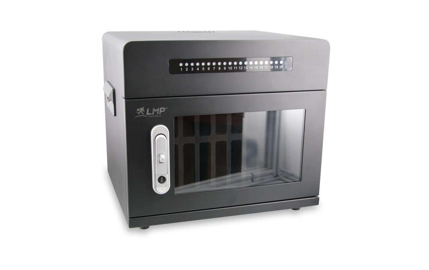 LMP Lade-/Aufbewahrungsschrank – für 20 Geräte – abschliessbar, 500 W (25 W/Port) – Schwarz
