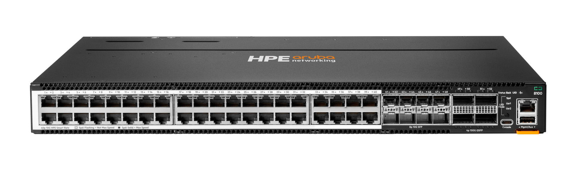 HPE Aruba Networking CX 8100 – Managed L3 Switch – 40× 10G, 8× SFP+, 4× QSFP28, 19", 1U