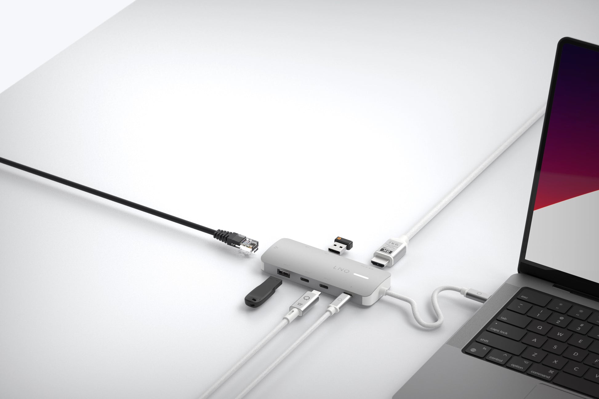 LINQ ProConnect 8in1 Dockingstation – USB-C, 1× HDMI, 3× USB-A, 3× USB-C, 140 W PD, 2,5GbE, für Windows/Mac
