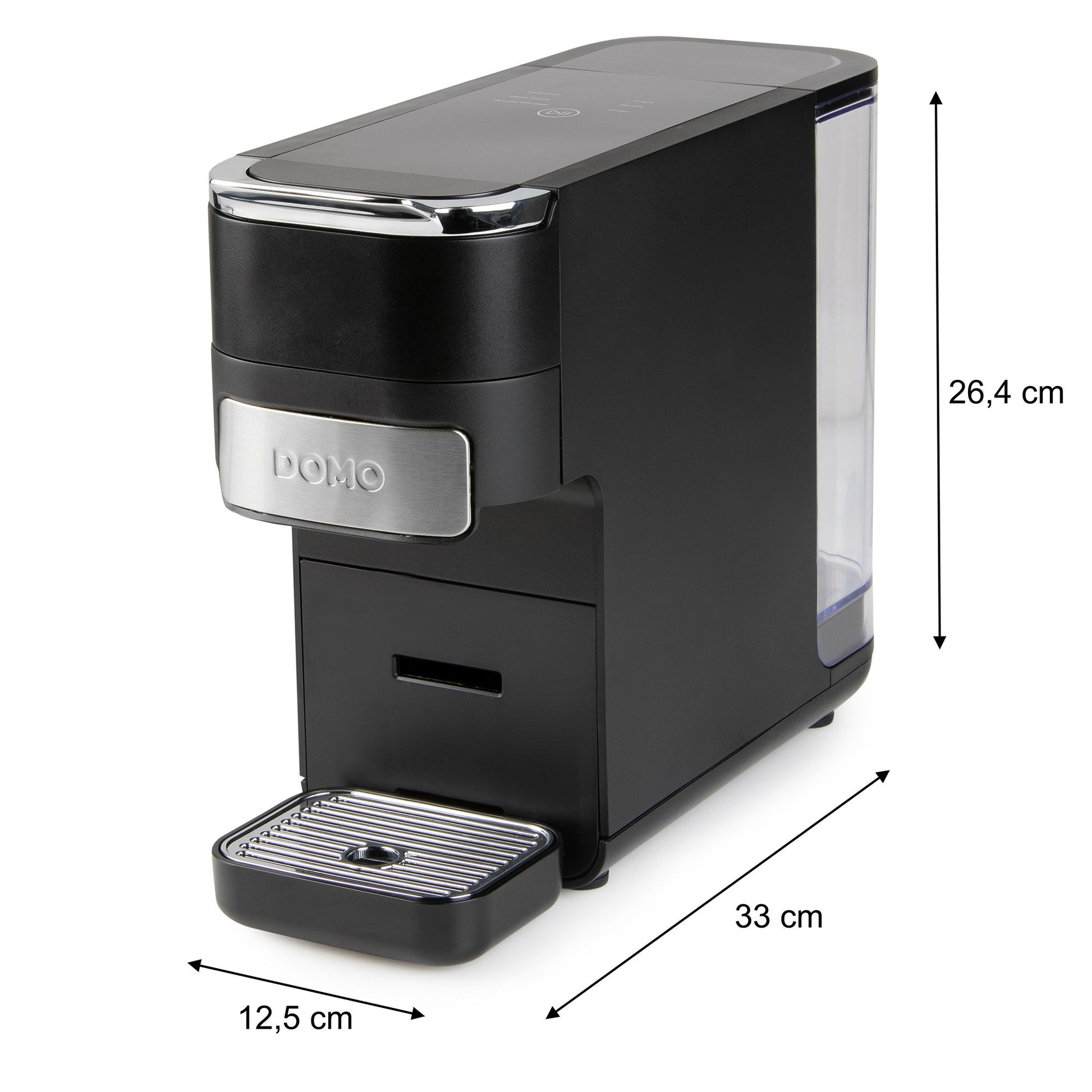 Domo DO748K Kapselmaschine – für Dolce Gusto, E.S.E. Pads, Nespresso, 1,5 l, schwarz, 12,5 × 26,4 × 33 cm