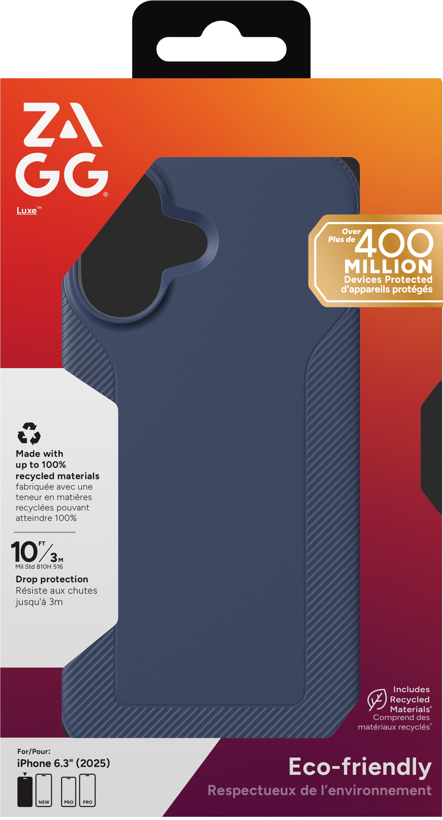 ZAGG Luxe Snap Backcover – für Apple iPhone 17, MagSafe, Graphen, Navy, bis 3 m Sturzsicher