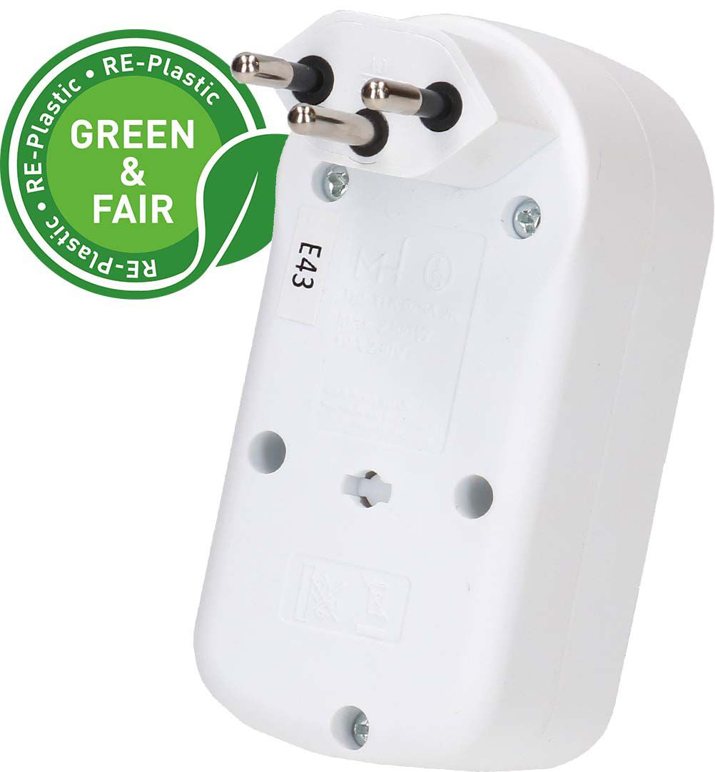 Max Hauri AG Max Hauri ADAPT Abzweigstecker T12 zu 3× Typ 13 – 230 V, 2300 W, 10 A, 0,1 m, Weiss