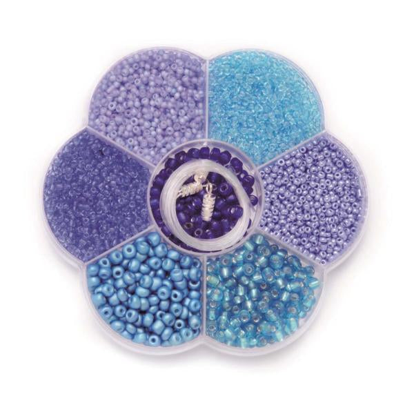 GLOREX Perlenset – blau assortiert