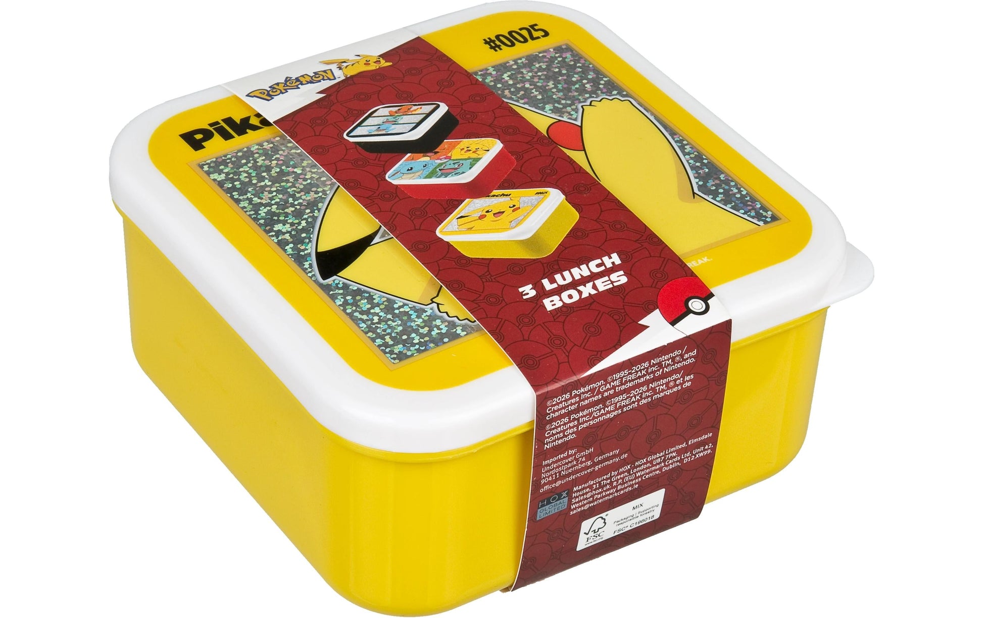 Undercover Lunchbox, Kunststoff, mehrfarbig, 3 Stk., mit Unterteilung, für Kinder