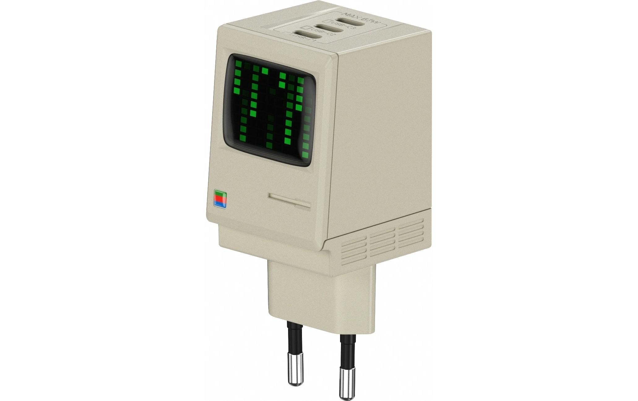 Sharge RETRO USB-Desktop-Ladegerät 75 W – USB-C×3 – PD, GaN – Grau