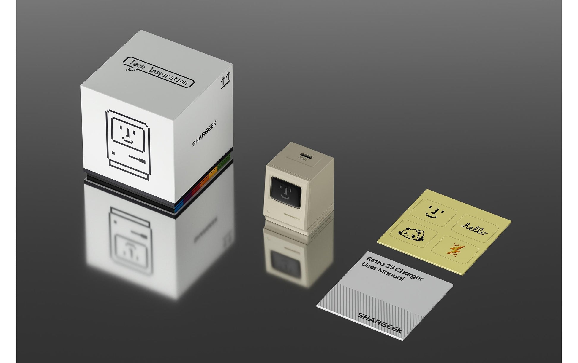 Sharge RETRO USB-Ladegerät 35 W – USB-C×1, GaN, Grau