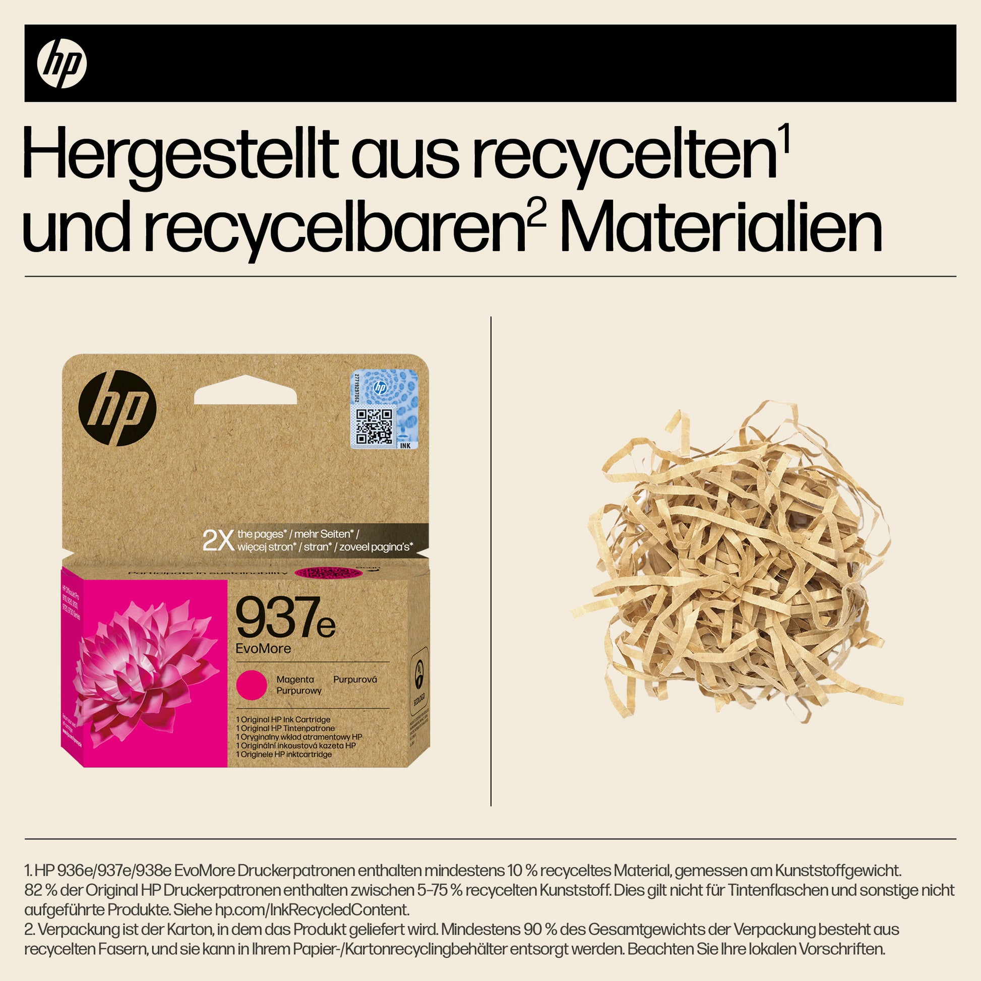 HP 937eXL Magenta Tintenpatrone (Original) – 1'650 Seiten – für OfficeJet 9110b/9120 – 4S6W7NE