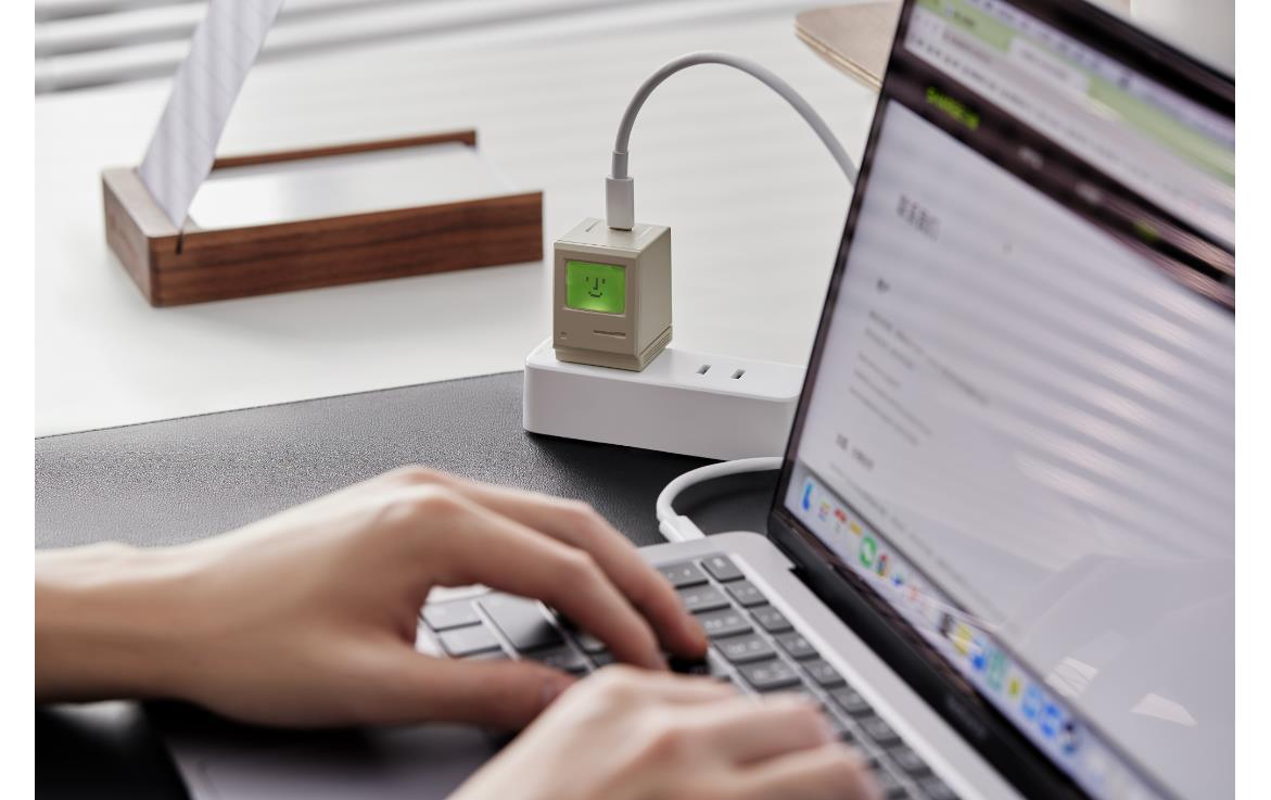 Sharge RETRO USB-Ladegerät 35 W – USB-C×1, GaN, Grau