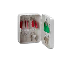 Rieffel Schlüsselkasten VT-SK-20, 20 Haken, Zylinderschloss, Stahlblech, grau – B 160 × H 200 × T 80 mm