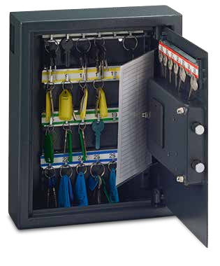 Rieffel VT-SE – Schlüsselkasten, für 35 Schlüssel, Elektronikschloss, Stahlblech, Grau, 300 × 100 × 365 mm