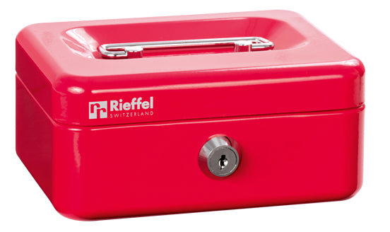 Rieffel Geldkassette mit Münzeinsatz, 125 × 95 × 60 mm, rot