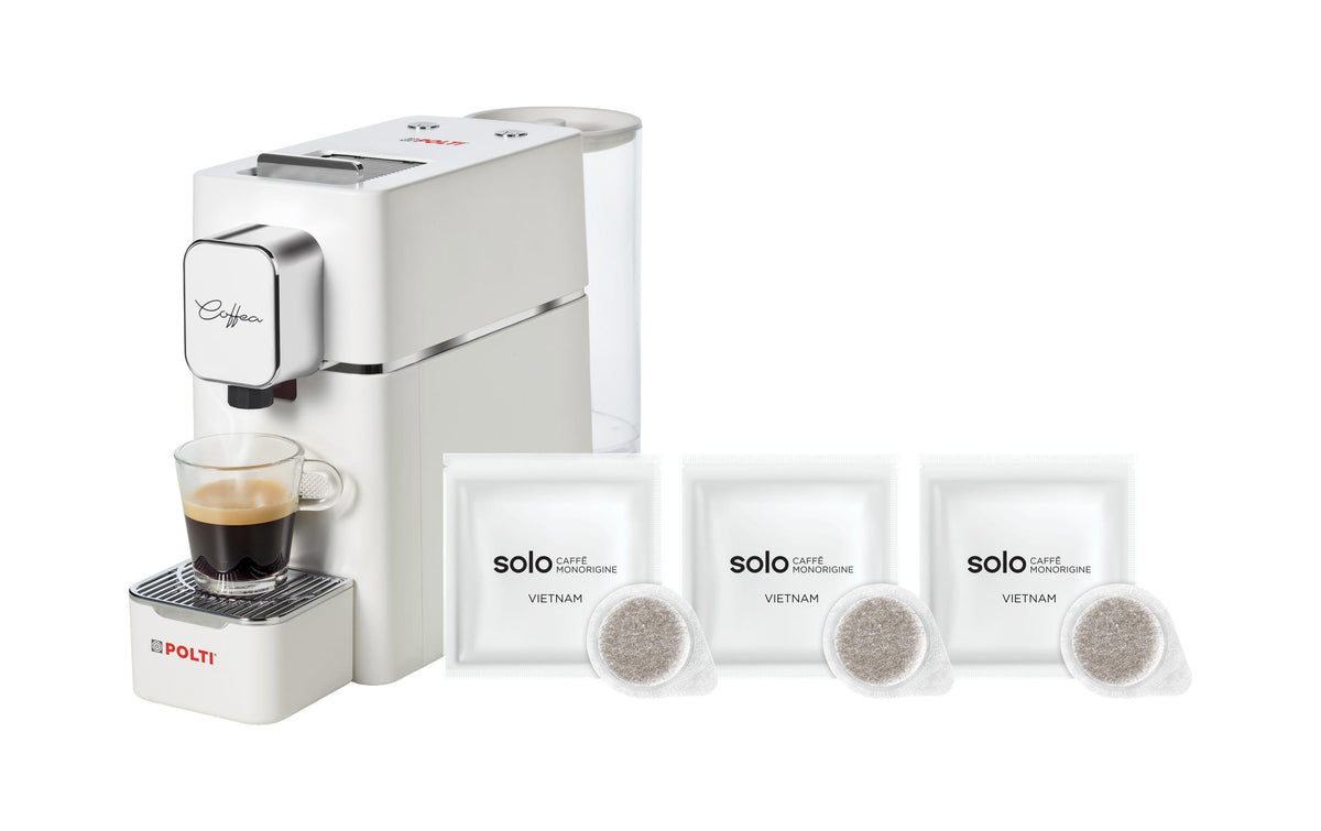 Polti Coffea S15W Kapselmaschine – für E.S.E. Pads, 0,9 l, Silber/Weiss