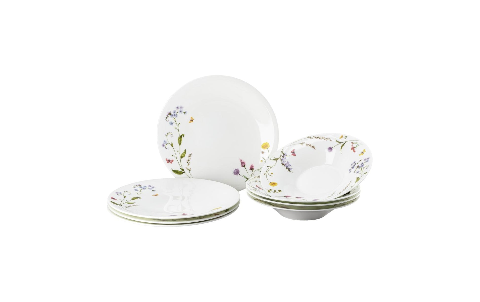 Hutschenreuther Speise-Service Nora-SpringVibes – 8-teiliges Set, Porzellan, Weiss/Mehrfarbig, spülmaschinenfest