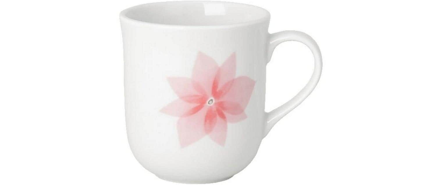 Hutschenreuther Tasse – 400 ml, Porzellan, Altrosa/Weiss, mit Henkel