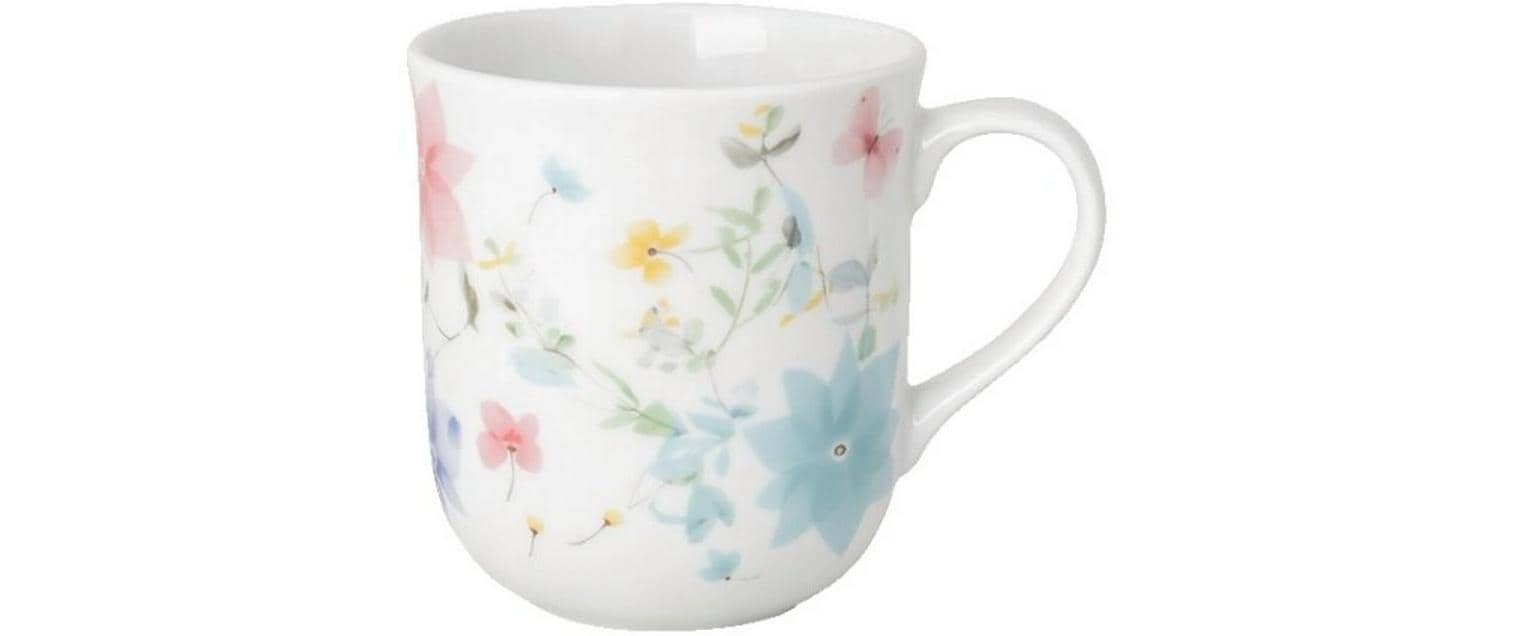 Hutschenreuther Tasse – 400 ml, Porzellan, mehrfarbig/weiss, mit Henkel