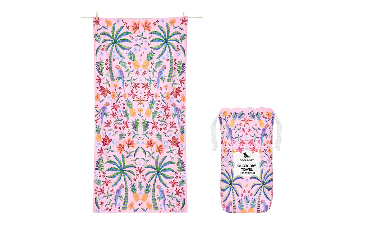 Dock & Bay Strandtuch – 90 × 200 cm, Mehrfarbig/Pink, Polyester/Polyamid