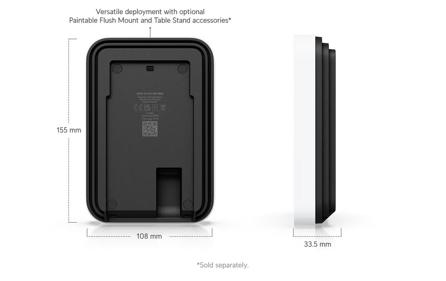 Ubiquiti UniFi U7 Pro XG-Wall – Wi-Fi 7 Access Point, Tri-Band (2,4/5/6 GHz), 10GbE, PoE+, Wandmontage, Weiss