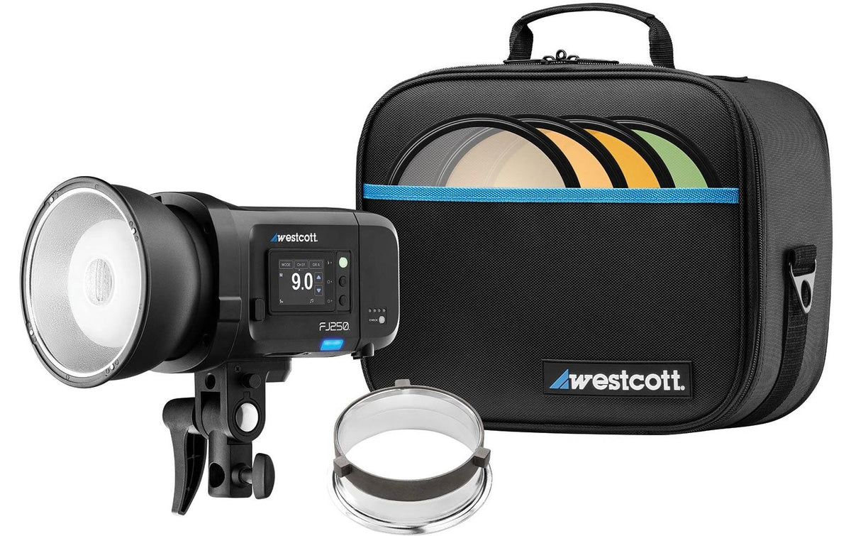 Westcott FJ250 Akkublitz – Leitzahl 56, 2500 mAh/74 Wh, Manuell, TTL – Akkubetrieb/Netzbetrieb – für Universal