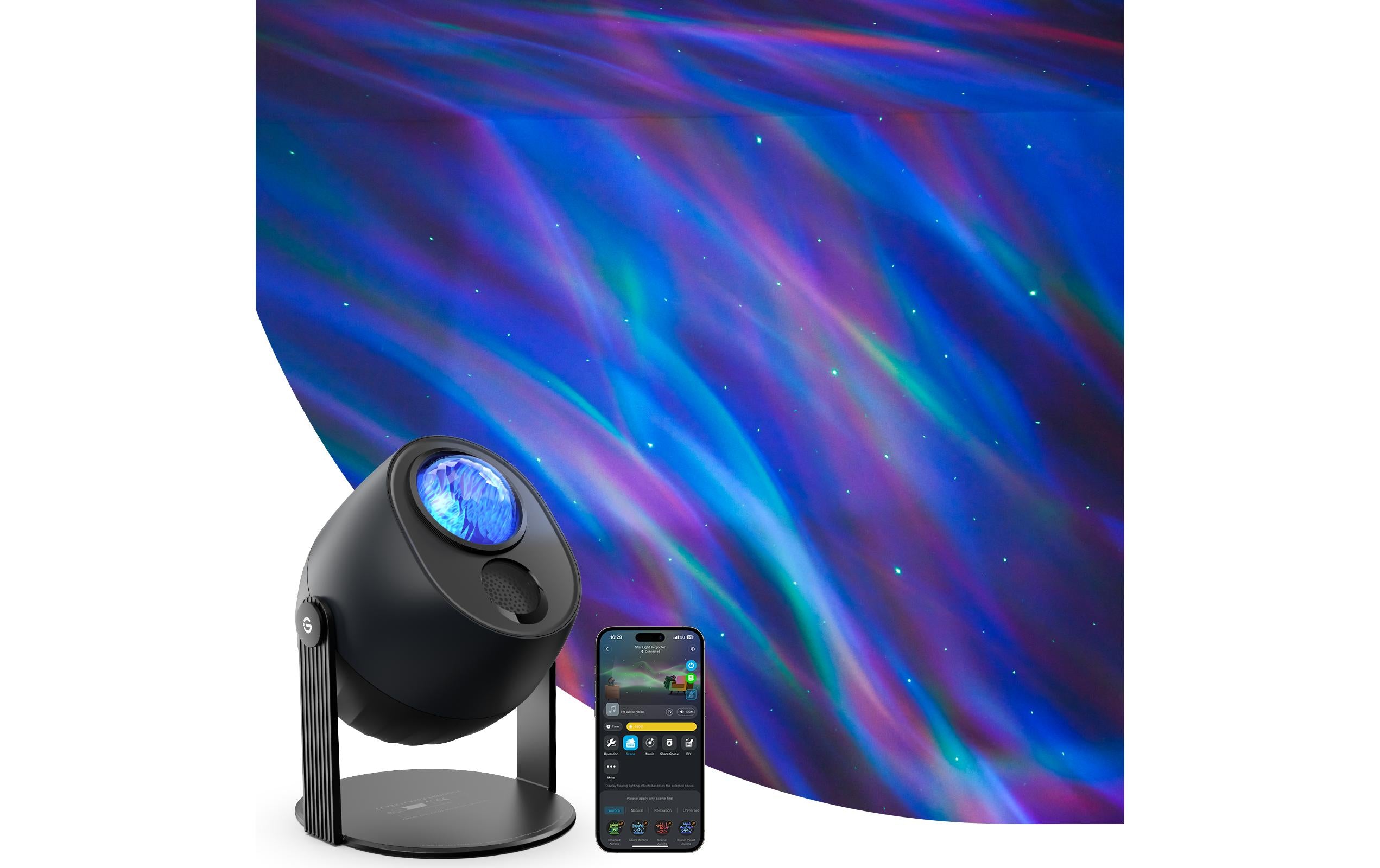 Govee Nachtlicht Projektor – 230 lm, RGB, dimmbar, schwarz, Fernbedienung, Timer