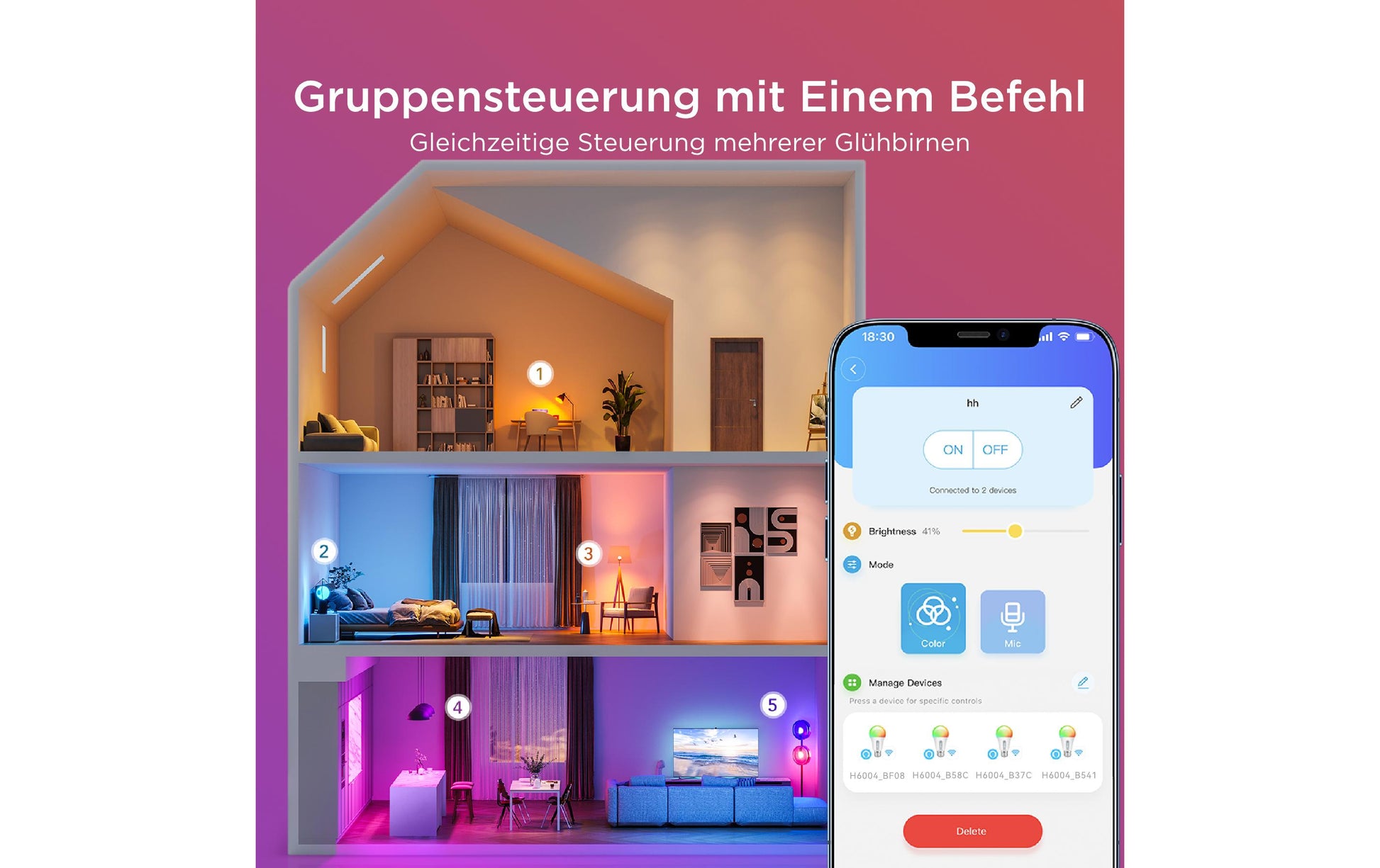 Govee Smart-Leuchtmittel E27 – RGBW, 2700–6500 K, 800 lm, Matter – für Amazon Alexa, Google Home – 2 Stk.