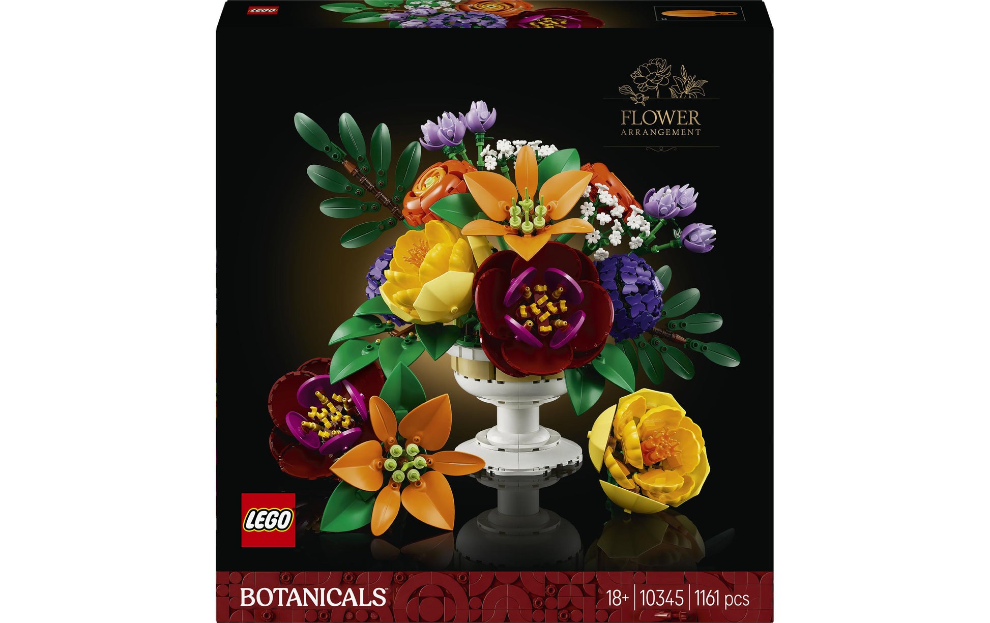 LEGO Icons Blumenarrangement 3D Puzzle – Blumen – 1161 Teile – 37,8×7,1×35,4 cm – ab 18 Jahren