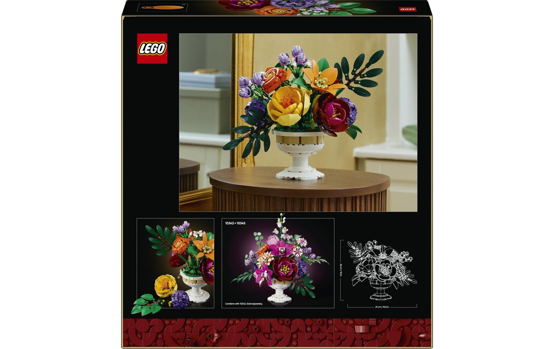 LEGO Icons Blumenarrangement 3D Puzzle – Blumen – 1161 Teile – 37,8×7,1×35,4 cm – ab 18 Jahren
