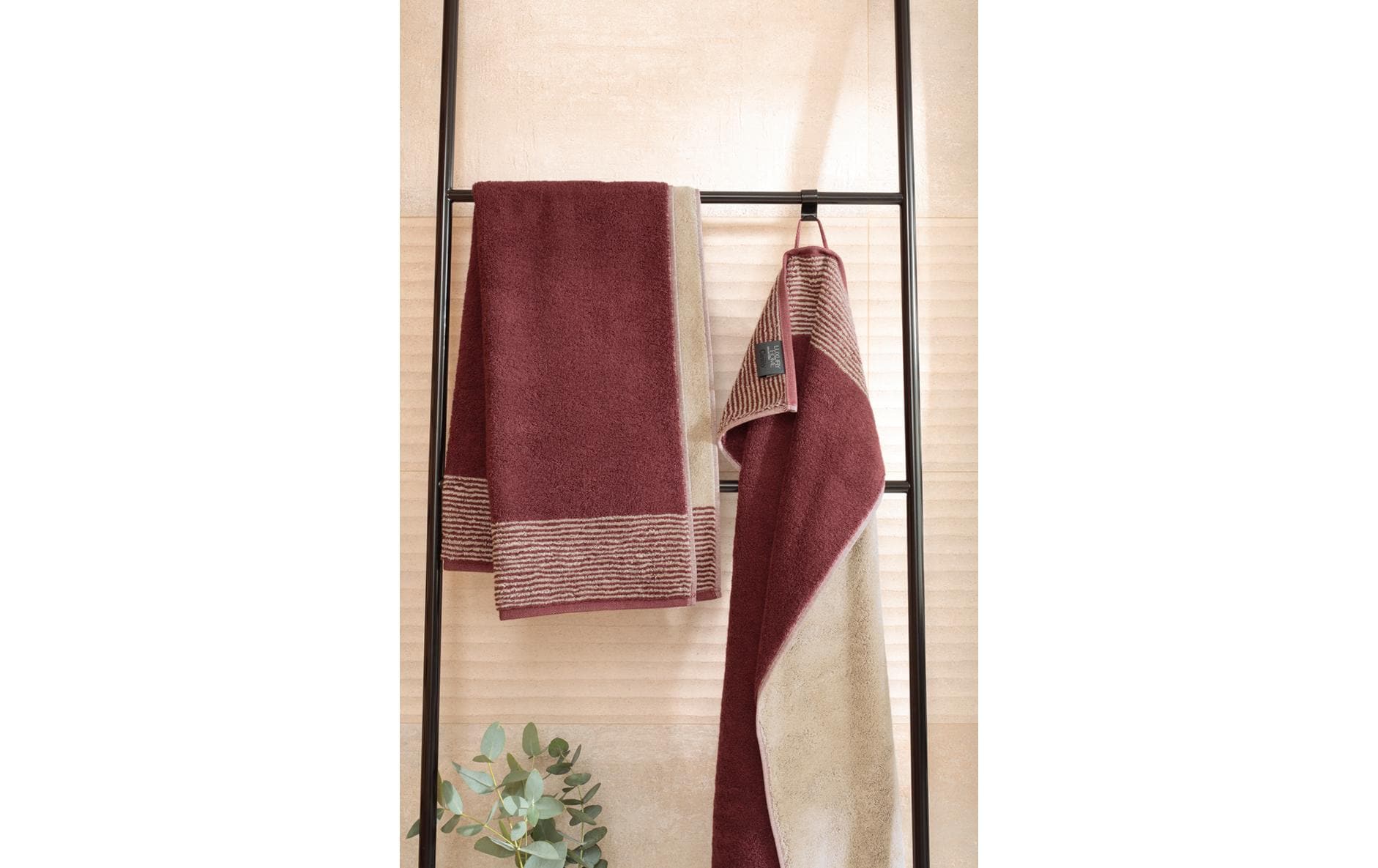 Cawö Seiftuch Two-Tone – 30 × 30 cm, Bordeaux, Baumwolle