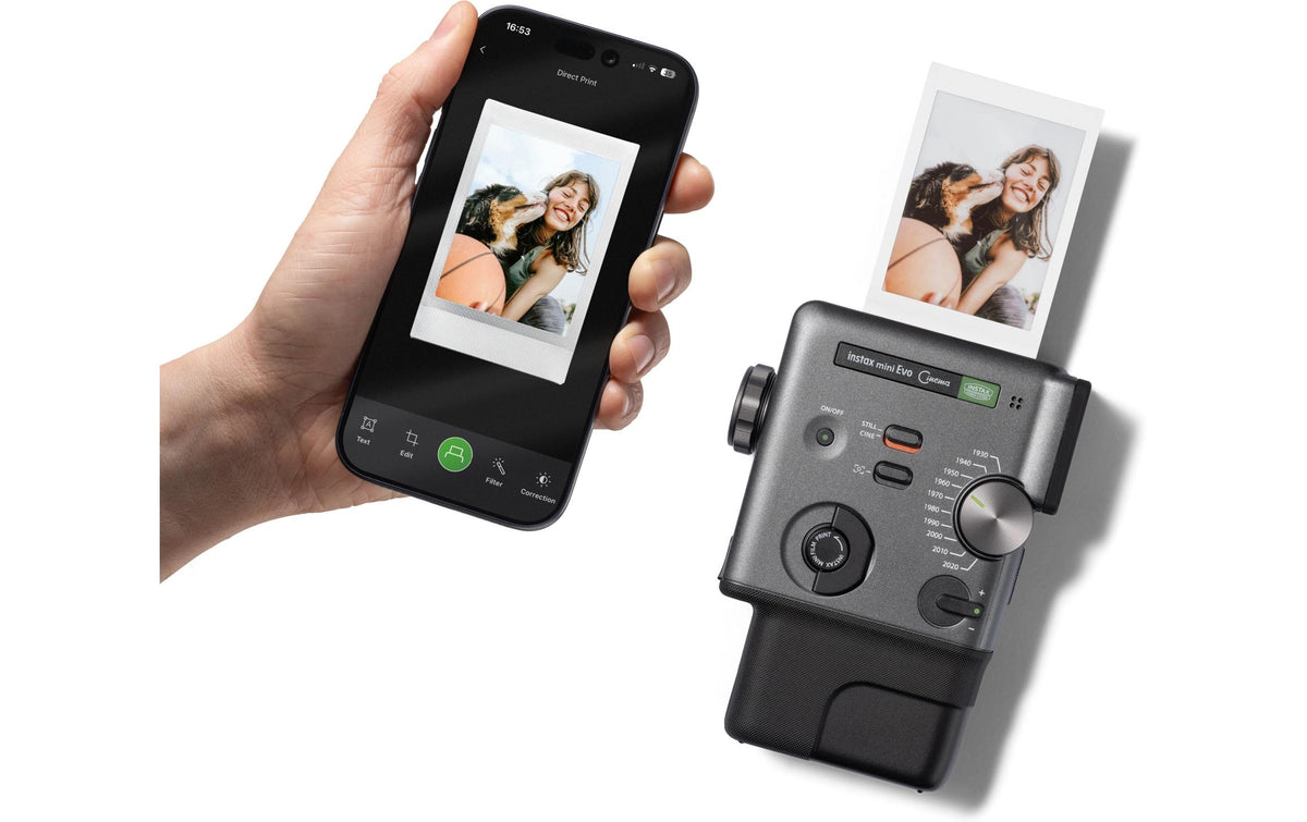 Fujifilm Instax Mini Evo Cinema – Kompaktkamera, 1/5", 4,9 MP, Schwarz