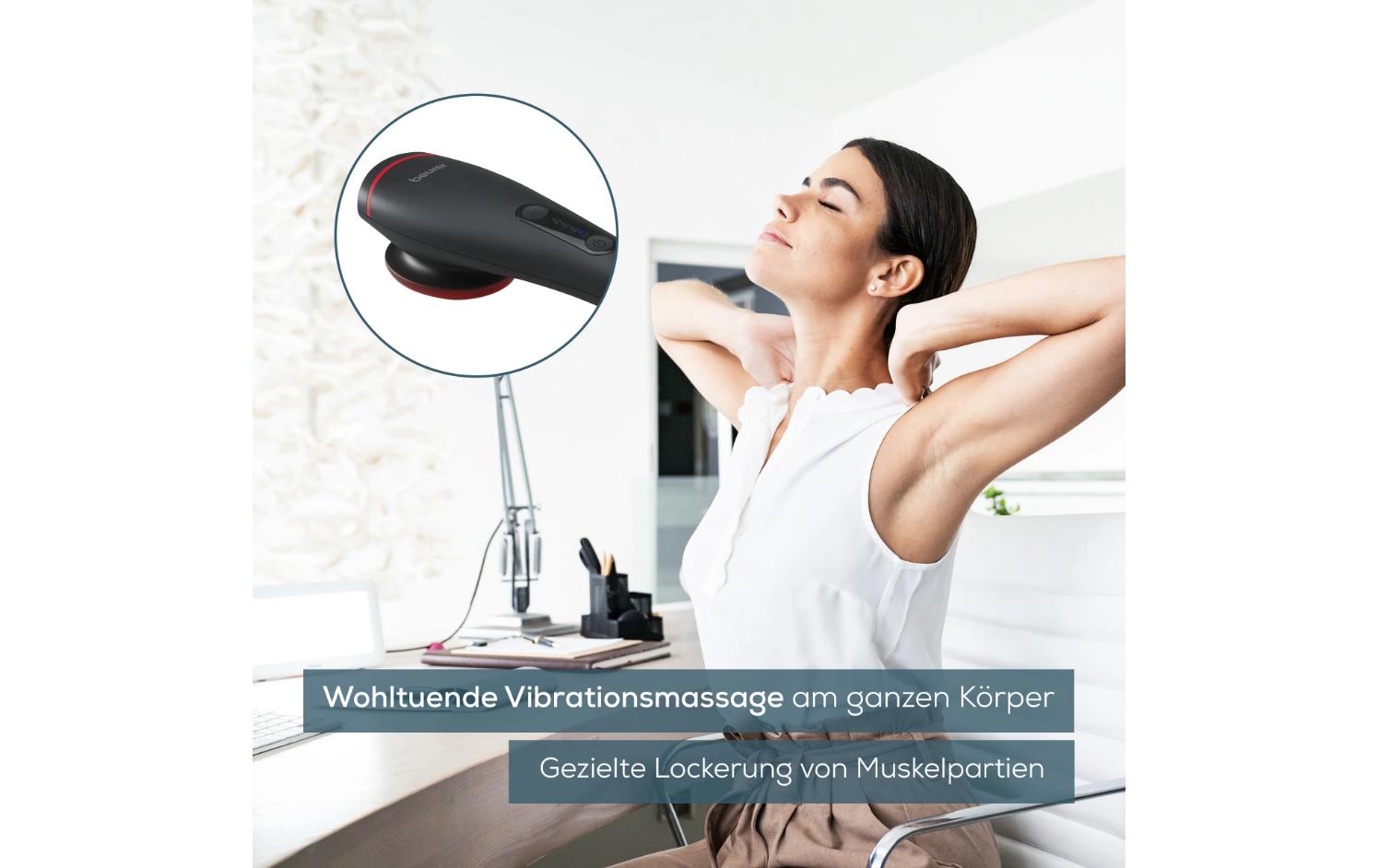 Beurer Massagegerät MG 24 – Vibrationsmassage mit Wärmefunktion – Netzbetrieb, Schwarz