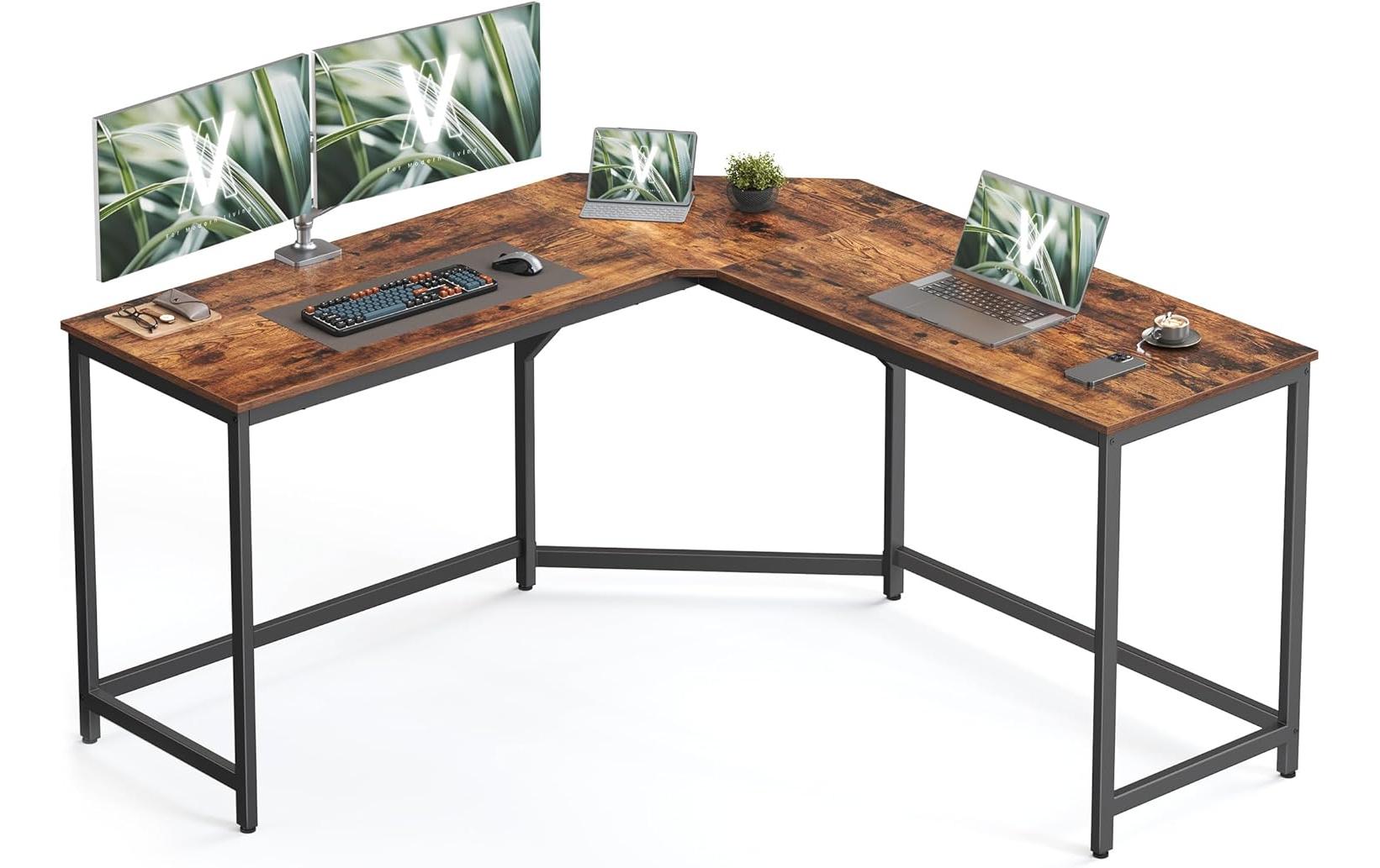 Vasagle Höhenverstellbarer Tisch, 149 × 149 cm, 50 kg, Schwarz, Spanplatte/Stahl