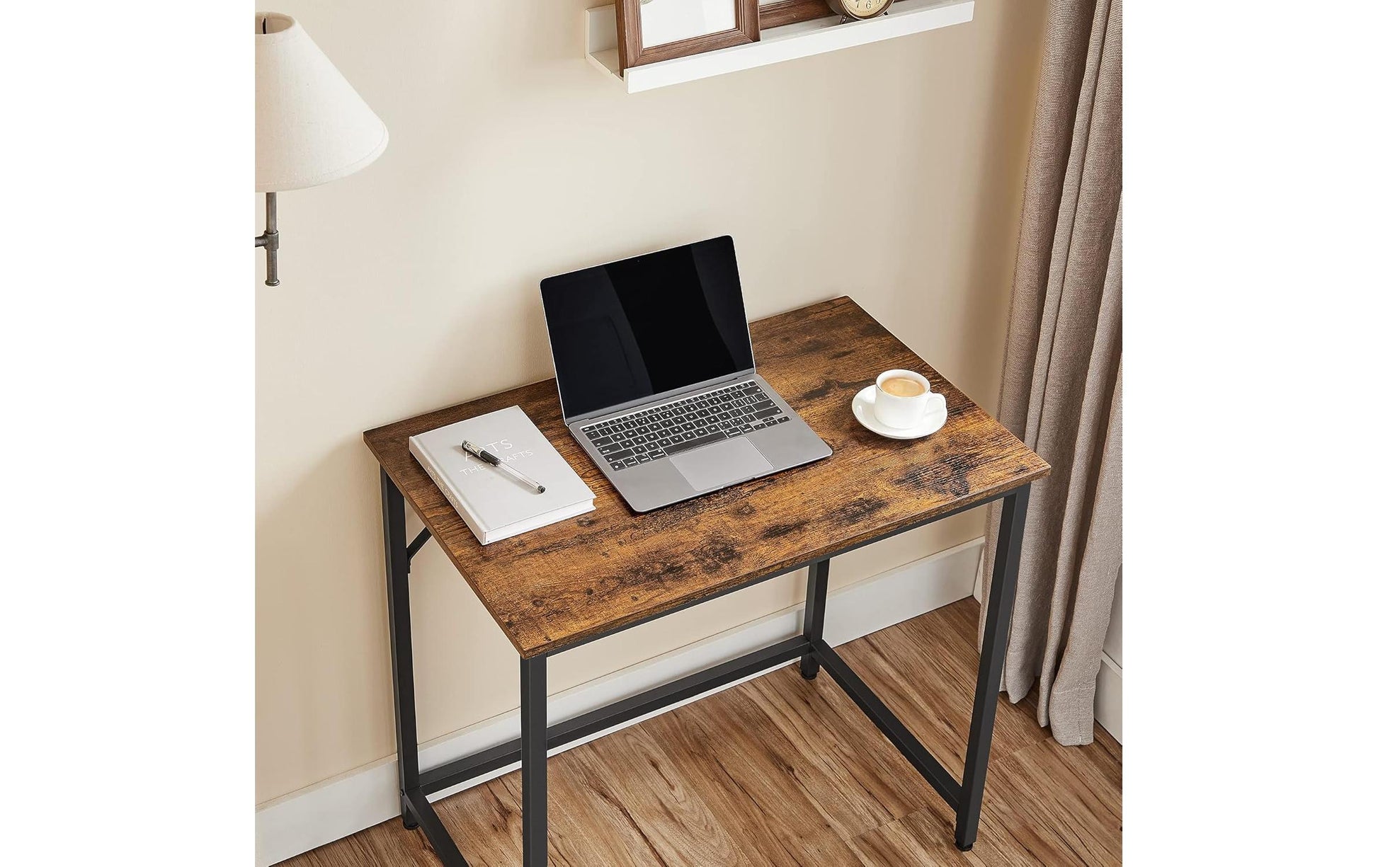 Vasagle Bürotisch, 50 × 80 cm, 50 kg, Braun, Spanplatte/Stahl