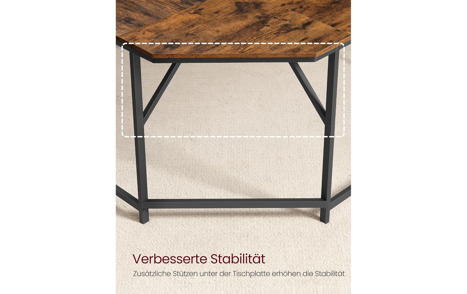Vasagle Höhenverstellbarer Tisch, 149 × 149 cm, 50 kg, Schwarz, Spanplatte/Stahl